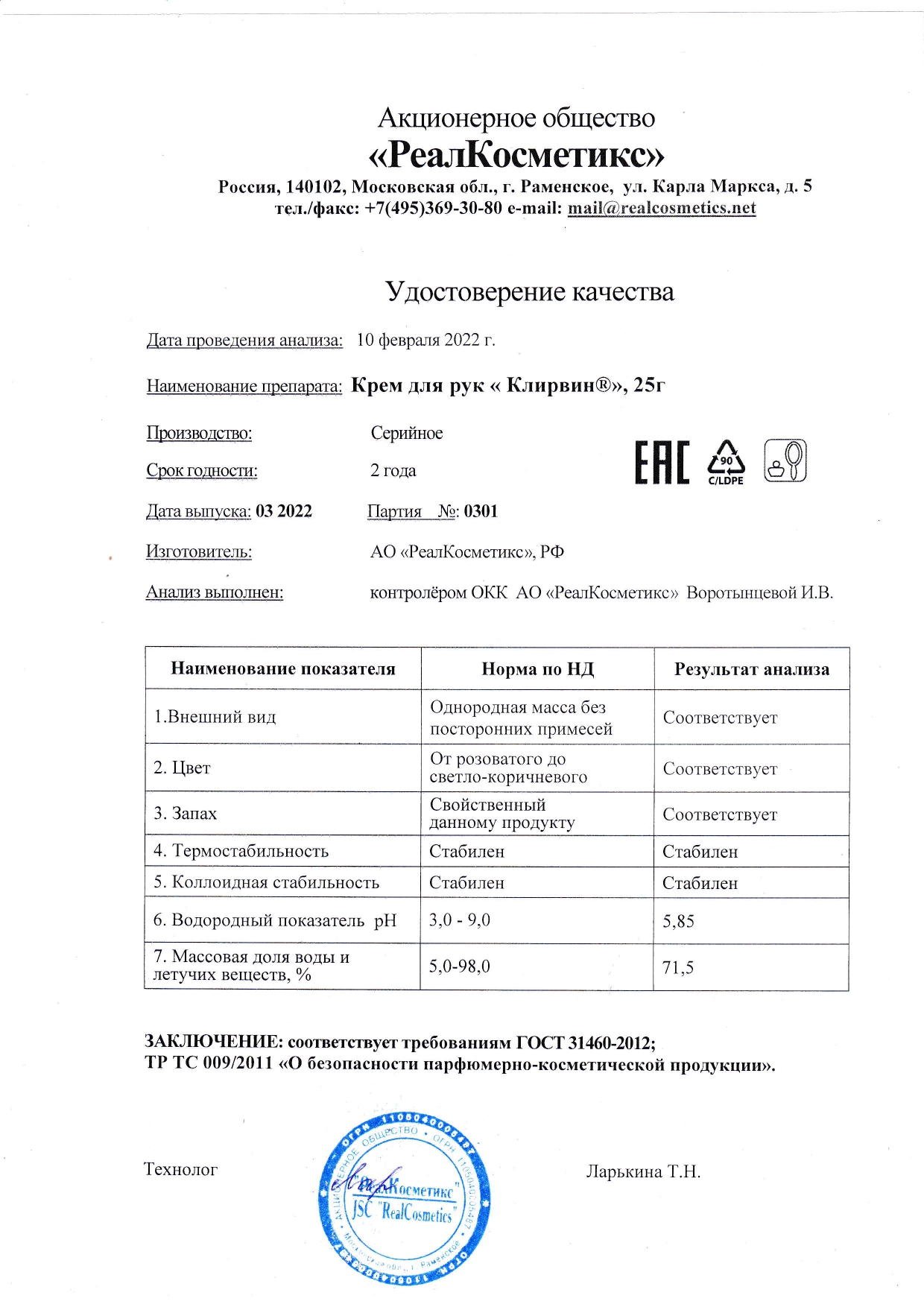 Паспорт №0320220301